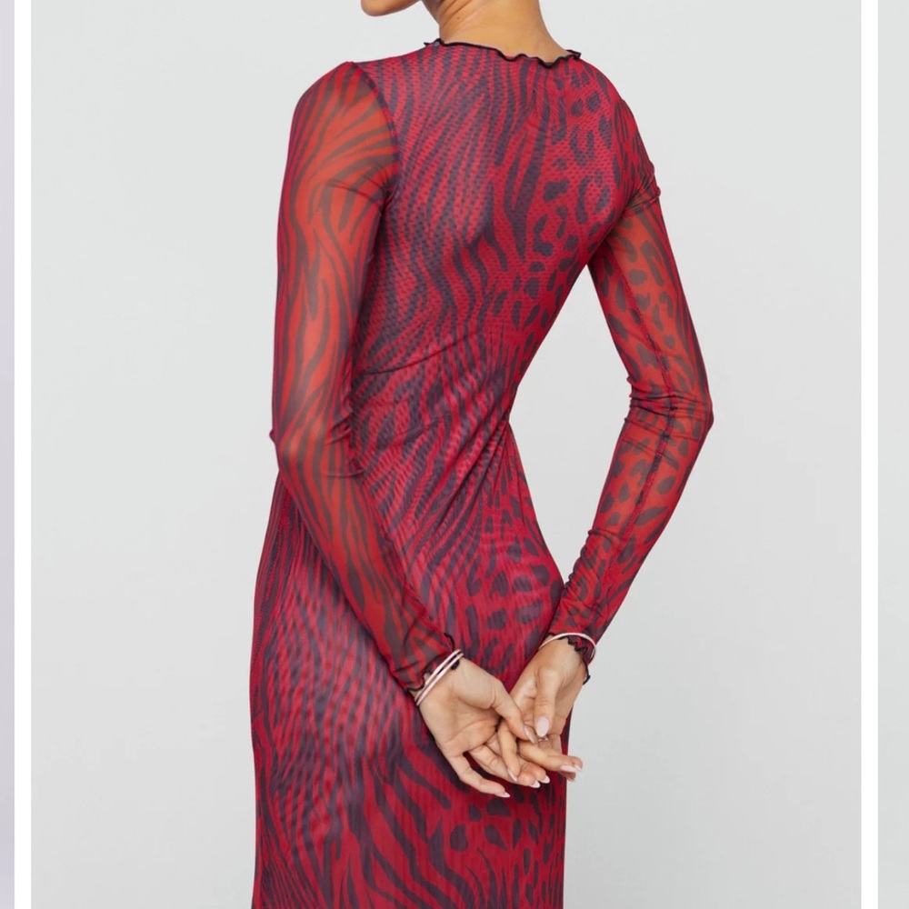 Elegant Red Animal Print Dress